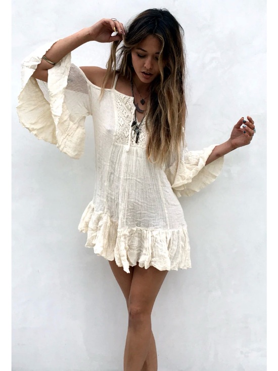 Jen's Pirate Booty Dresses & Skirts - Jen's Pirate Booty Cream Lightweight Crochet Dress